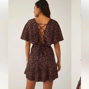 Free People Floral Mini Dress - Black and Pink